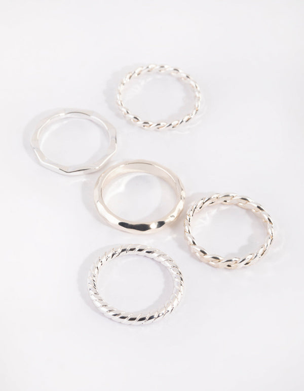 Silver Croissant Ring 5-Pack