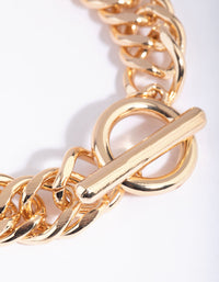 Gold Chain Link Bracelet - link has visual effect only