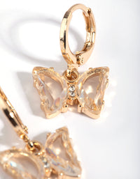 Clear Diamante Butterfly Huggie Hoop Earrings - link has visual effect only