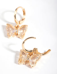 Clear Diamante Butterfly Huggie Hoop Earrings - link has visual effect only