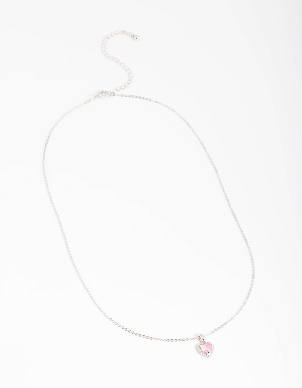 Silver Diamante Heart Necklace