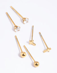 Gold Plated Surgical Steel Cross Stud Earrings - link has visual effect only