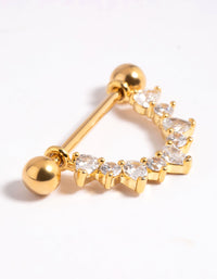 Gold Plated Titanium Cubic Zirconia Nipple Bar - link has visual effect only