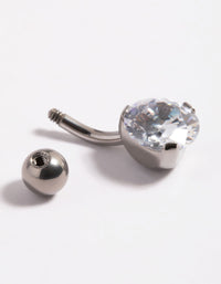 Titanium Cubic Zirconia Belly Bar - link has visual effect only