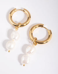 Gold Plated Surgical Steel Drop Earrings with Freshwater Pearls - link has visual effect only