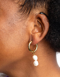 Gold Plated Surgical Steel Drop Earrings with Freshwater Pearls - link has visual effect only
