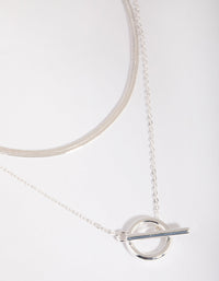 Silver Plated Snake Chain & Fob Necklace Set - link has visual effect only