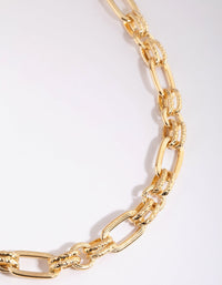 Gold Plated Textured Chain Necklace - link has visual effect only