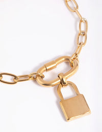 Gold Plated Surgical Steel Padlock Bracelet - link has visual effect only