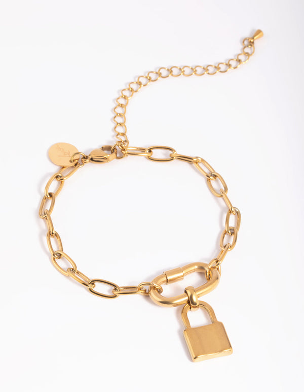 Gold Plated Surgical Steel Padlock Bracelet
