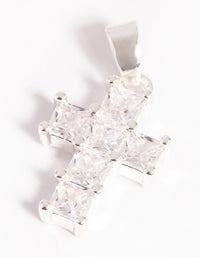 Silver Plated Cross Charm with Cubic Zirconia - link has visual effect only