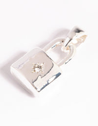 Silver Plated Star Padlock Charm - link has visual effect only