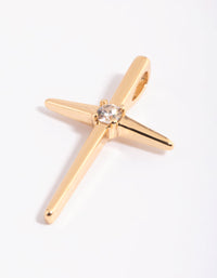 Gold Plated Cross Charm with Cubic Zirconia - link has visual effect only