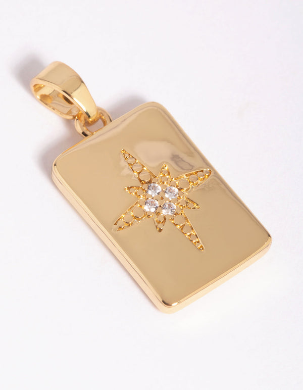 Gold Plated Celestial Charm with Cubic Zirconia