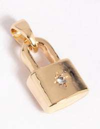 Gold Plated Star Padlock Charm - link has visual effect only
