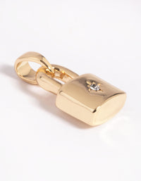 Gold Plated Star Padlock Charm - link has visual effect only