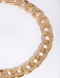 Gold Plated Curb Chain Anklet - link has visual effect only