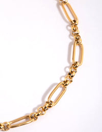 Gold Plated Surgical Steel Oval Link Anklet - link has visual effect only