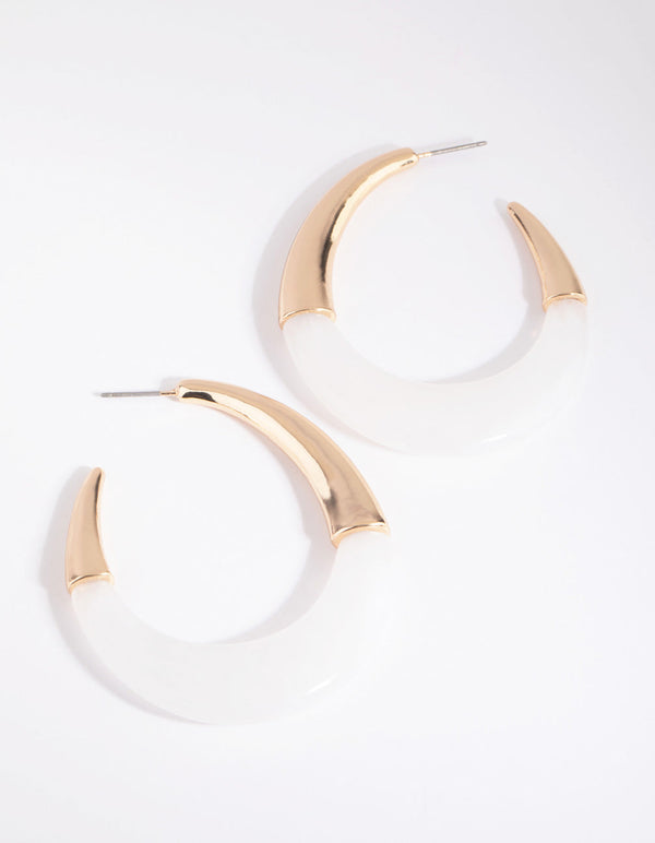 White Swirl Acrylic Hoop Earrings