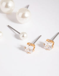 Gold Pearl & Diamante Stud Earring Pack - link has visual effect only