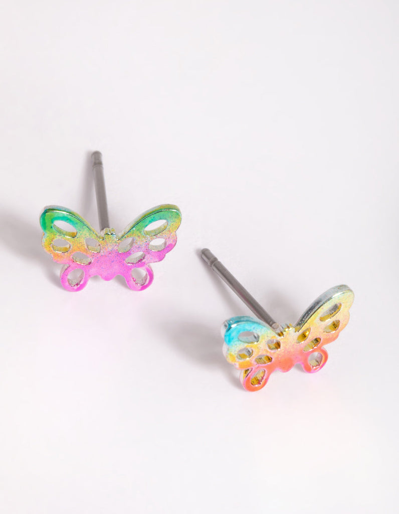 Matte Metallic Butterfly Stud Earrings