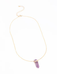 Gold Cubic Zirconia Amethyst Shard Necklace - link has visual effect only