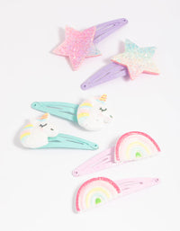Kids Rainbow Unicorn Snap Clips - link has visual effect only