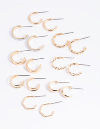 Gold Glittered & Textured Hoop Earring 8-Pack - link has visual effect only
