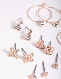 Rose Gold Dainty Garden Stud Earring 8-Pack - link has visual effect only