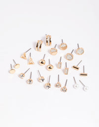 Gold Glitter Stud Earring Pack - link has visual effect only