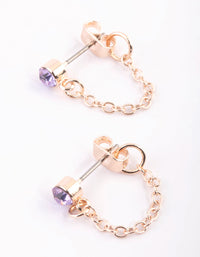 Purple Diamante Jacket Earrings - link has visual effect only