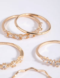 Gold Cubic Zirconia Delicate RIng Stack 5-Pack - link has visual effect only