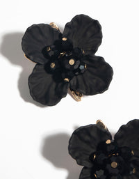Black Pearlised Flower Stud Earrings - link has visual effect only
