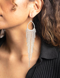 Silver Diamante Fringe Drop Earrings - link has visual effect only