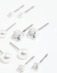 Silver Diamante Stud Earring Pack - link has visual effect only