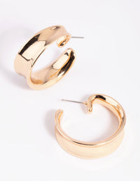 Worn Gold Curved Hoop Earrings - link has visual effect only