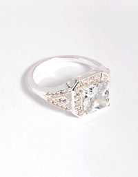 Silver Cubic Zirconia Cushion Ring - link has visual effect only