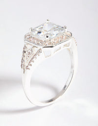 Silver Cubic Zirconia Cushion Ring - link has visual effect only