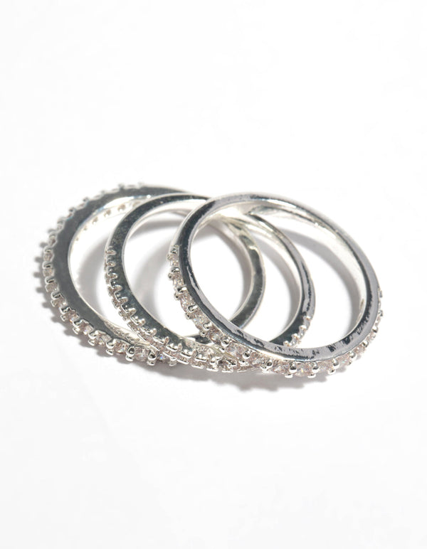 Silver Cubic Zirconia Fine Ring Stack