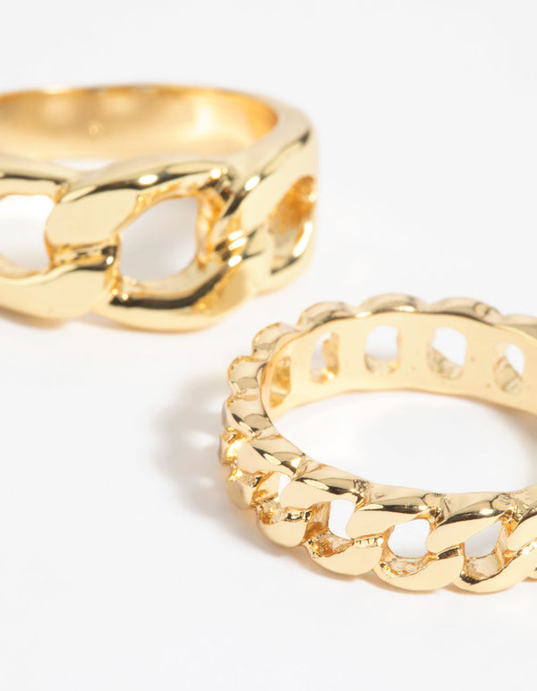 Gold Chain Ring Stack Pack