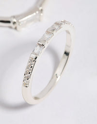 Silver Plated Emerald Cubic Zirconia Ring Set - link has visual effect only