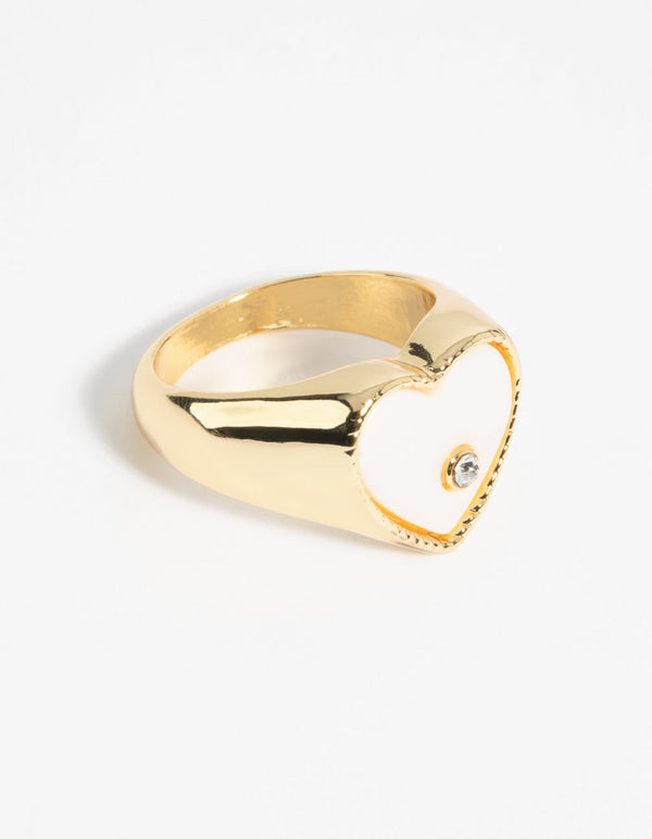 Mother of Pearl Heart Signet Ring