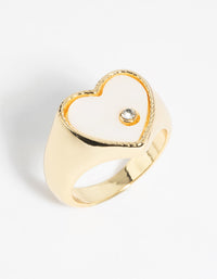 Mother of Pearl Heart Signet Ring - link has visual effect only