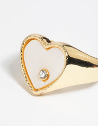 Mother of Pearl Heart Signet Ring - link has visual effect only