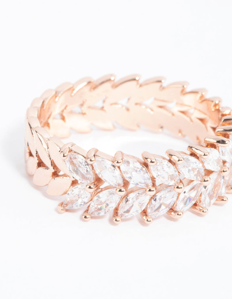 Rose Gold Plated Cubic Zirconia Navette Ring