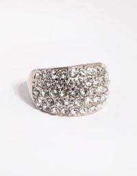 Rhodium Diamante Dome Ring - link has visual effect only