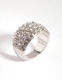 Rhodium Diamante Dome Ring - link has visual effect only
