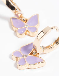 Purple Butterfly Huggie Hoop Earrings - link has visual effect only