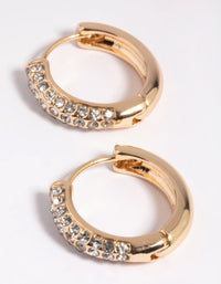 Gold Diamante Huggie Hoop Earrings - link has visual effect only