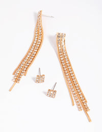 Gold Diamante Stud Earring Set - link has visual effect only